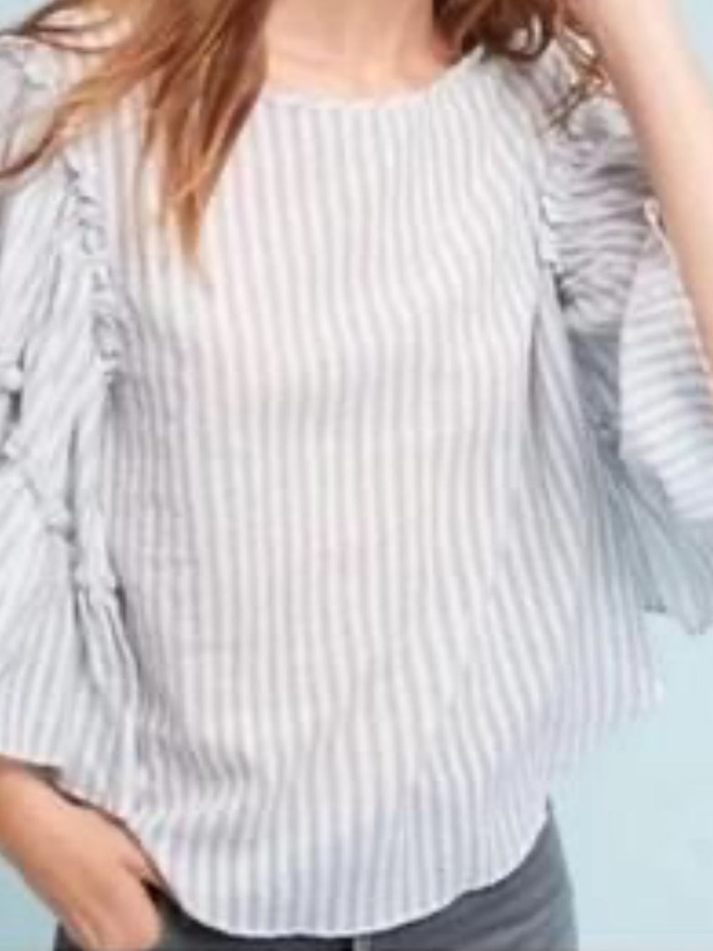 NWT Chelsea & Theodore blouse Tie back ruffled sleeves size XS oversized